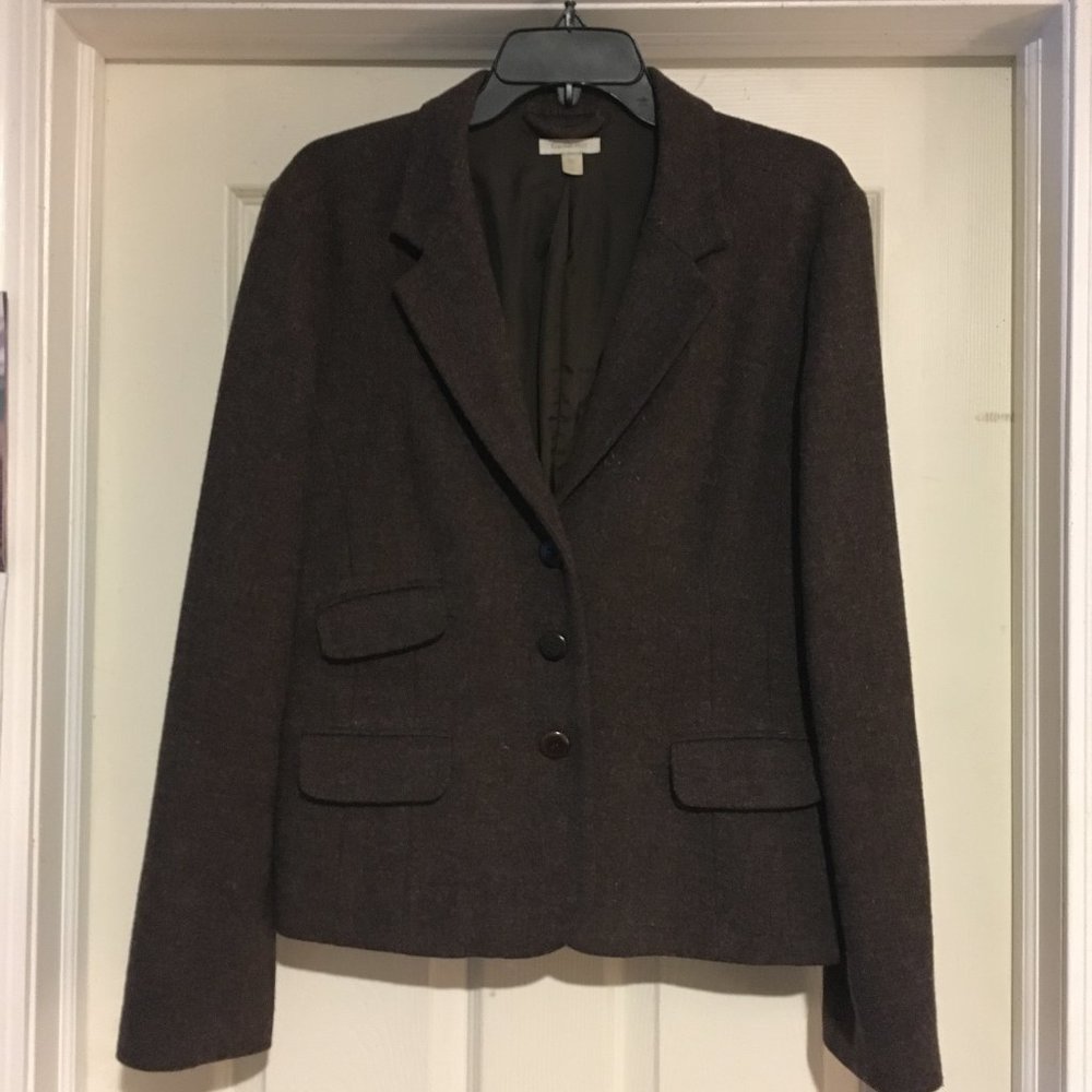 Garnet Hill Brown Wool Blazer Size 14